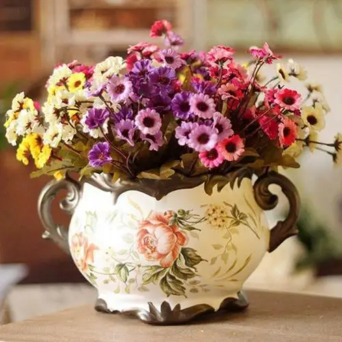 

Artificial Chrysanthemum Cloth Daisyed Home Pastoralism Decor 24 Flowers on 1 Piece