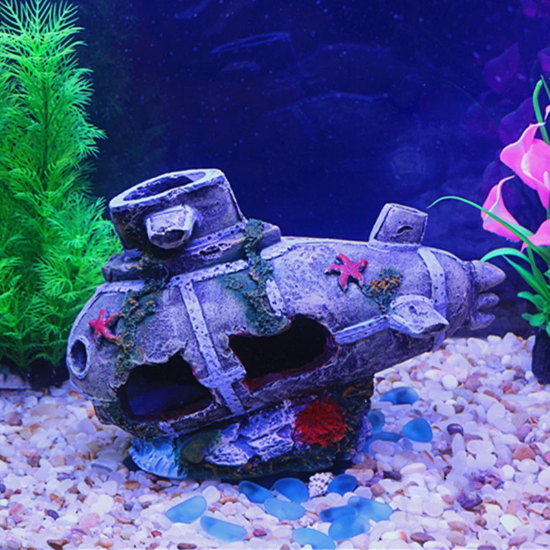 Large Broken Boat Sunk Ship Floating Wreck Submarine For Aquarium Decoration Fish Tank Waterscape Cave Ornaments Home Decor Decorations Aliexpress