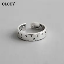 OLOEY,, твердые, 925 пробы, серебряные, открытые кольца, для женщин, Корея, креативный, для ног, с принтом, номер, измерительная линейка, кольцо, хорошее ювелирное изделие, YMR906
