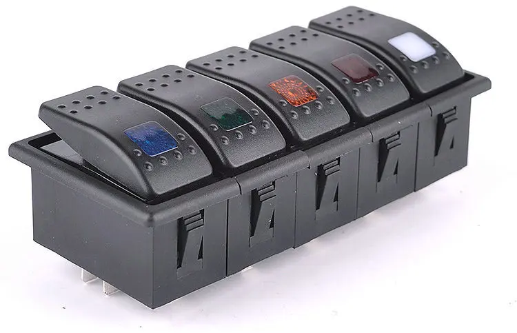 Modified Car Yacht 12/24V Switch/Light Included 5 of Combination Color Self-Locking on-off Switch Cross Border Supply