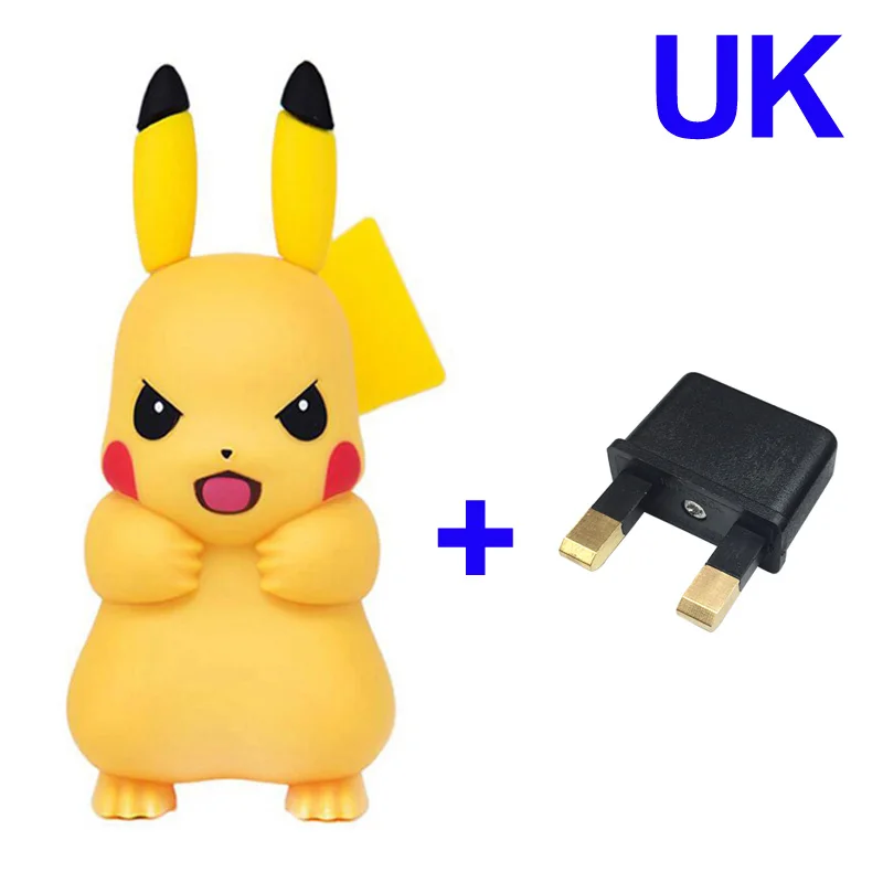 Kawaii пикачуэ дизайн Usb зарядное устройство для мобильного телефона настенное зарядное устройство адаптер для samsung Galaxy S8 S7 S6 Edge S5 J7 J5 J3 A5 и т. д - Тип штекера: UK Plug