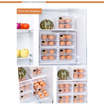 

24 Grid Egg Box Organizer Kitchen Case Refrigerator Storage Box Crisper Fridge Container Storage Box Plastic Box Home Organizer
