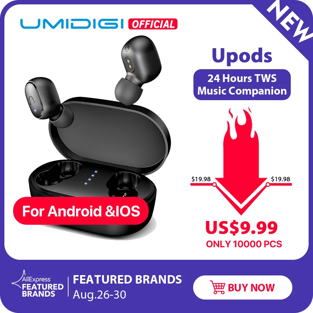  UMIDIGI Upods TWS Bluetooth 5,0 беспроводные наушники Автоматическое Сопряжение Noice снижение с зарядным устройством 