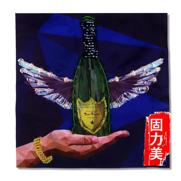 1 шт. ручная нашивка Летающая бутылка вина и ангельская девушка | Дом сад