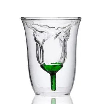 

Tea Cup Glass Cup 180ml Transparent Drinks Bar Dining Creative Beer Mug Rose Insulated Thermal Clear Container Coffee Pots Milk
