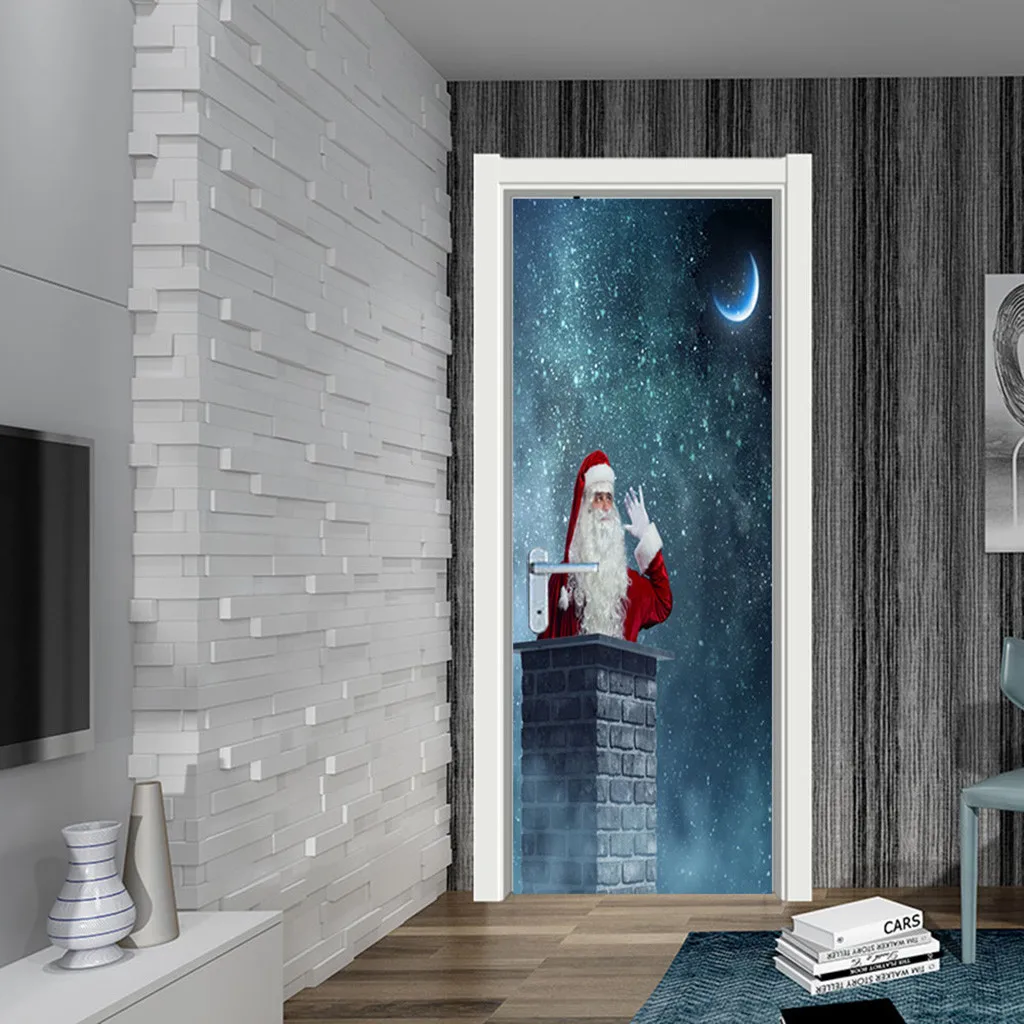 Diy Merry Christmas декоративные наклейки на дверь 3d моделирование съемные водонепроницаемые настенные наклейки Фреска украшение двери спальни