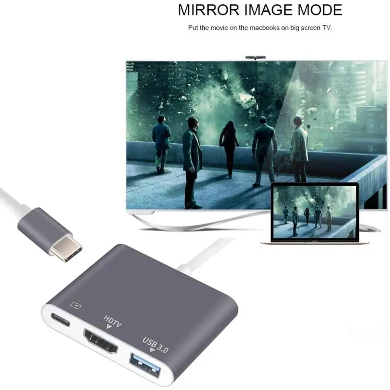 Usb c HDMI Тип c Hdmi USB C 3,1 конвертер адаптер Тип c к hdmi HDMI/USB 3,0/type-C Алюминиевый сплав для Macbook samsung S8/S9