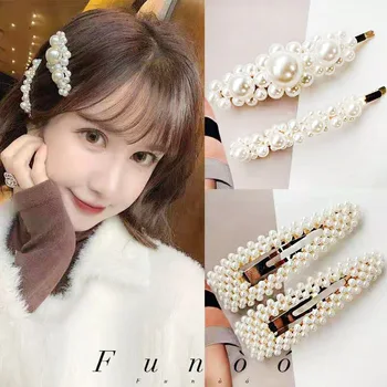 

Ins Fashion Women Girls Elegant Pearls Hair Clips Sweet Headwear Hair Ornament Hairpins Barrettes Headband Hair Accessories