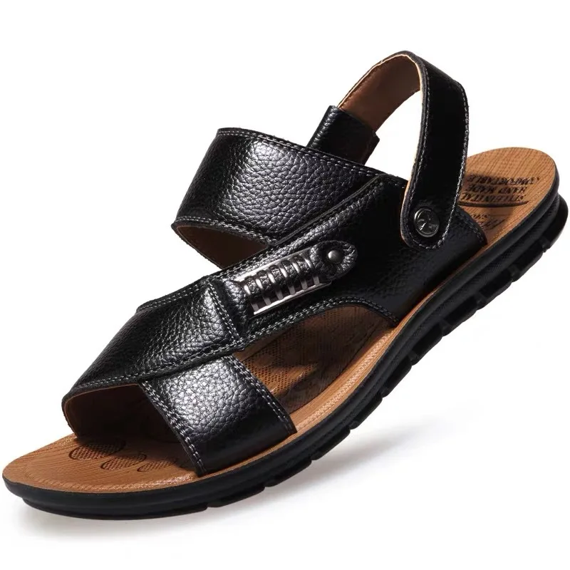 

Summer New Style MEN'S Sandals Genuine Leather Dual Purpose Breathable Anti-slip Sandals Youth Trend Casual Shoes