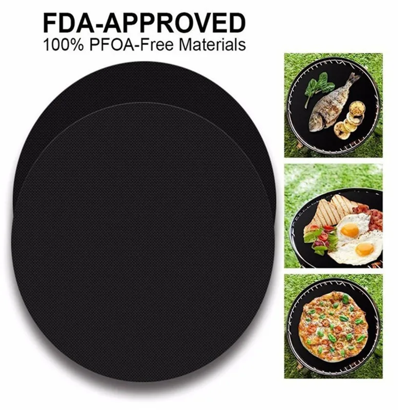 

1 Pcs Non-stick 24cm Round Teflon Baking Mat Round Pan Pad BBQ Fry Liner Sheet Cooking Pad Pastry Kitchen Tools Cooking Mat