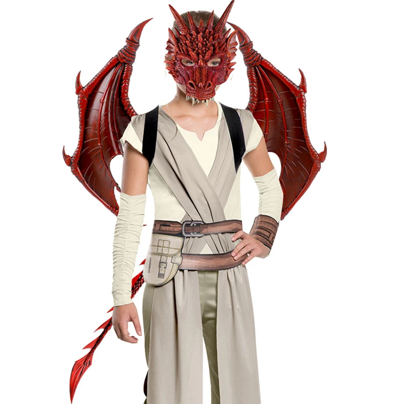 

HaleyChan Halloween Carnival Children's Dress Up Toy Dragon Wing Tail Mask Set Children's Day Performance Props Christmas Gift