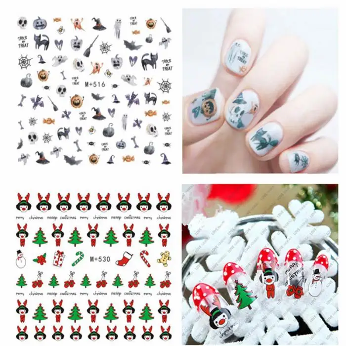 1 лист Рождественская наклейка s on nails Art Design DIY Аппликация Маникюр Изысканная наклейка для ногтей 3D накладные ногти наклейки для детей