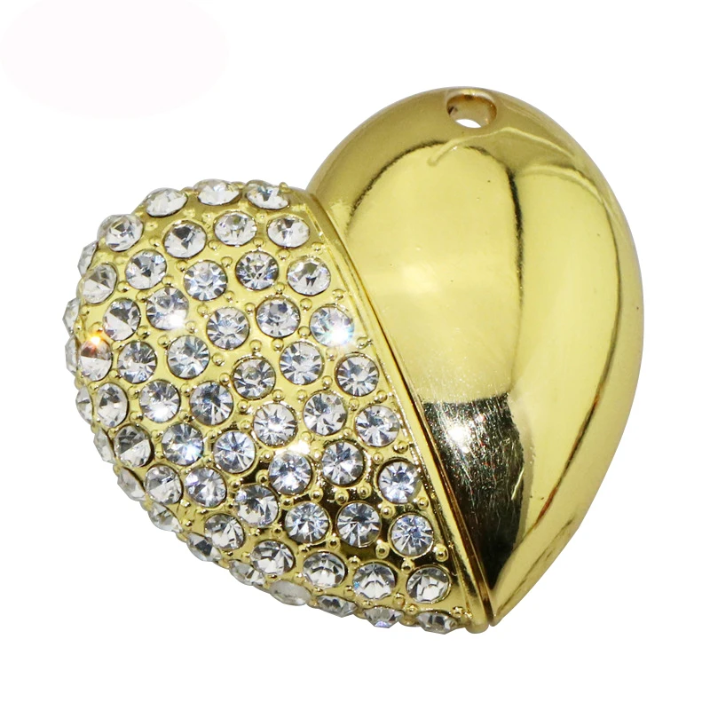 USB 3.0 Crystal Diamond Love Heart Usb Flash Drive Memory Stick Hearts Necklace Pendrive 4GB 8GB 16GB 32GB 64GB U Disk Girl Gift
