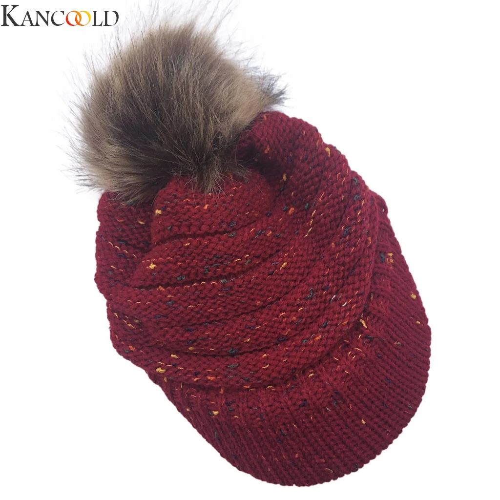 KANCOOLD, новинка, зимние женские тёплые вязаные шапки, шапочка с помпоном, теплые шерстяные уличные шапки, Новое поступление, повседневная верхняя одежда, теплая шапка с ушками