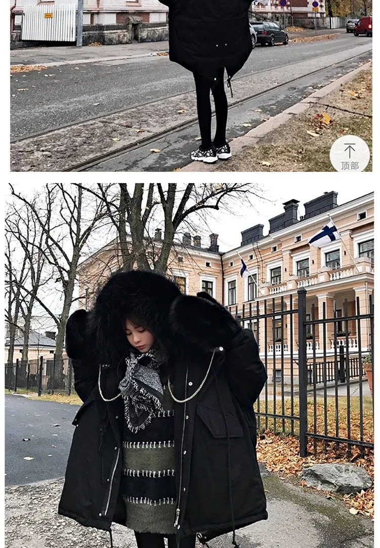 Специальное предложение, стиль, корейский стиль, Dongdaemun, свободный крой, большой меховой воротник, толстый пуховик, короткий, для женщин, Корея