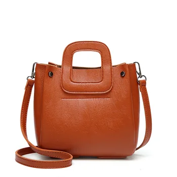 

2020 New Women's Handbag Spring and Summer New Bucket Type Shoulder Messenger Oil Wax Leather Bag Ladies Handbag
