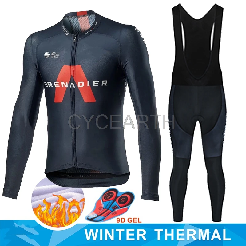 

2020 INEOS Grenadier Winter thermal fleece Set Cycling Clothes men Jersey suit Sport bike MTB clothing Bib Pants Warm Jacket set