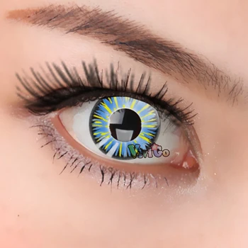 

1 Pair Eyes Cosmetic Colored Contact Lens Cosplay Contact Lenses for Halloween CL299 BLUE SPARKLING