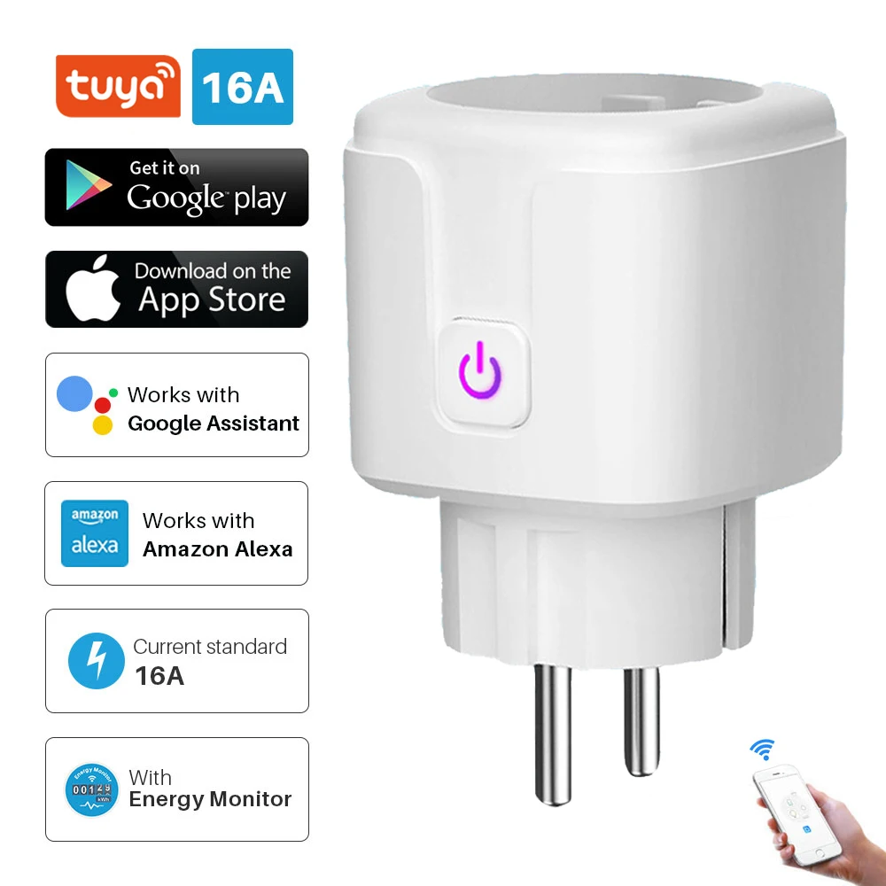 FROGBRO WiFi умная розетка ЕС 16A Мощность монитор Функция Времени Smart Plug приложение Tuya