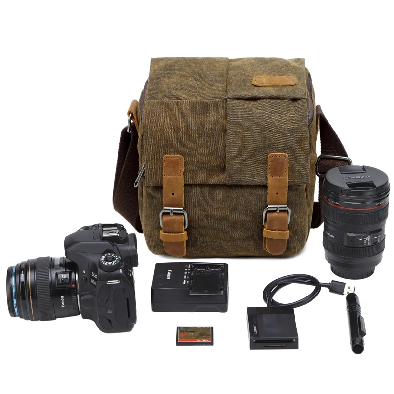 CAREELL C264 Vintage Canvas Photography Shoulder Bag Sling SLR Camera Carrying Case Small Travel Bags for Nikon Sony Canon | Электроника