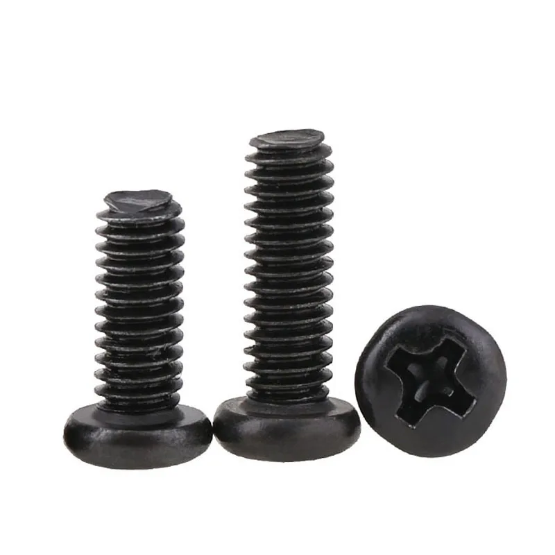 Wkooa Parafusos de Aço Parafusos Pequenos de Aço Cabeça Phillips Drive Preto m1 M1.2 M1.4 M1.6 m2 M2.5 m3 1000 Peças