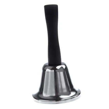 

Black Wooden Handle School Silver Tone Handbell