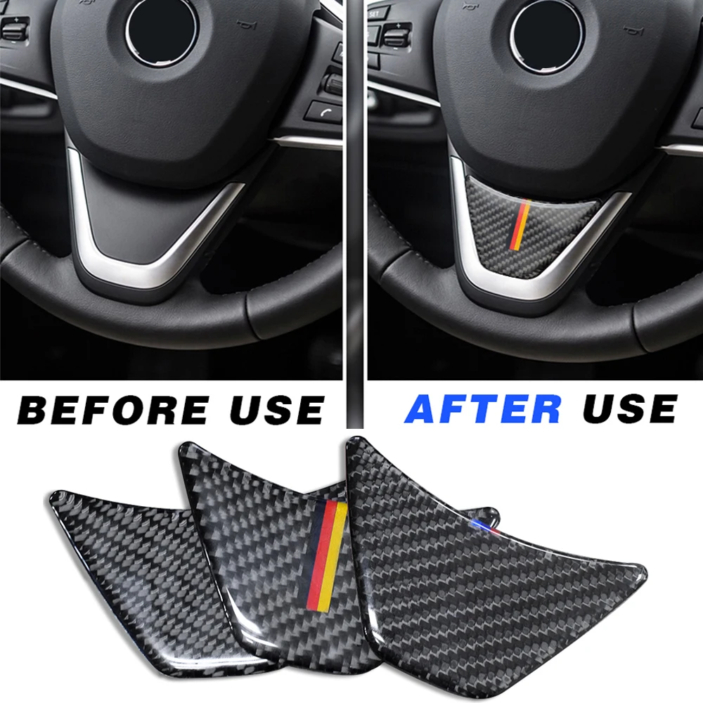 Carbon Fiber Car Steering Wheel Trim Sticker Cover Interior Accessorie For BMW 2 Series F45 F46 X1 F48 M Stripe Logo 3D Decor | Автомобили