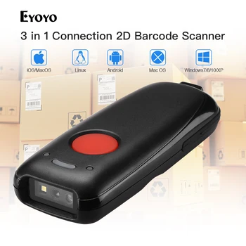 

Eyoyo EY-004A 2D/QR/1D Wireless Bluetooth Barcode Scanner Portable Reader Red Light 2D Bar Code Scanner for IOS Android Windows