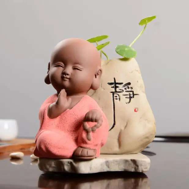 Cena Ceramiczny wazon mały mnich wystrój blat wazon mały budda doniczka roślin Bonsai hydroponicznych dekoracji wnętrz akcesoria