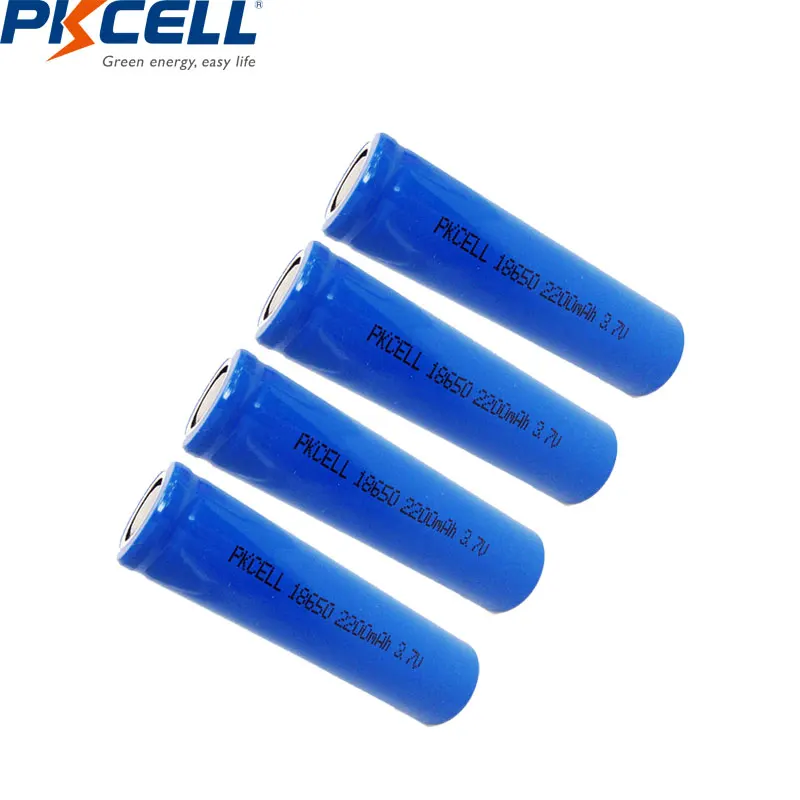 PKCELL 3,7 V 2200MAH литий-ионный 18650 литиевые аккумуляторные батареи ICR 18650 2,2 AHfor фонарик - Цвет: 4PCS Battery