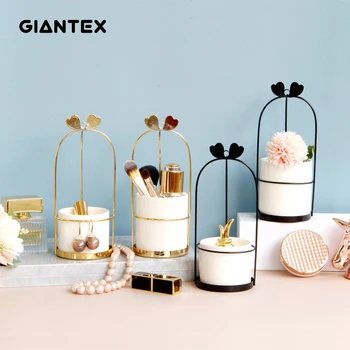 

Nordic Ceramic Cosmetic Storage Tank Jewelry Organizer Tank Hangable Desktop Makeup Storage Bottles& Jars Decoration Ornaments