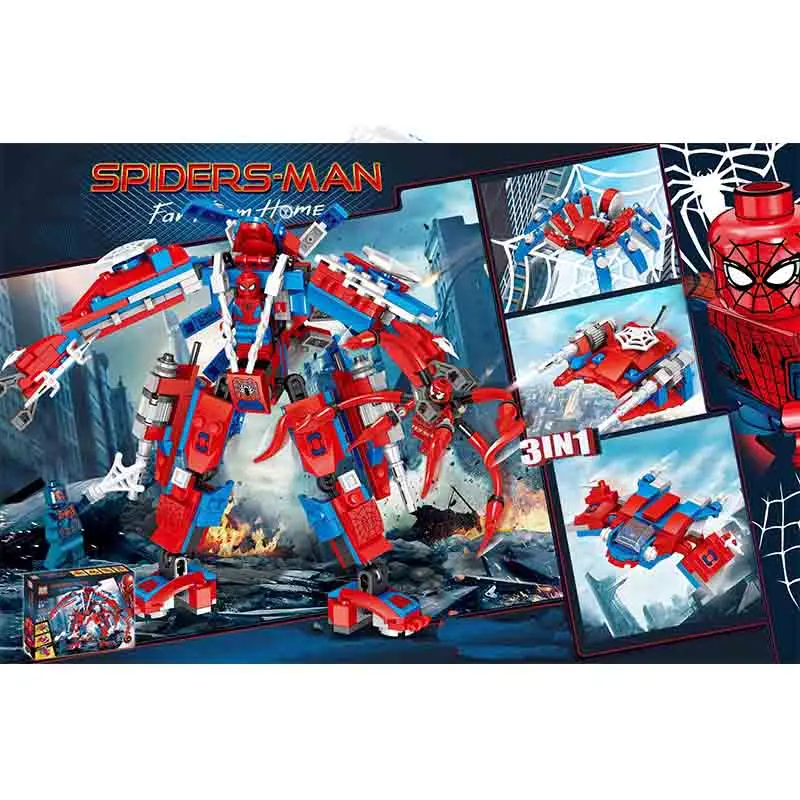 

3 IN 1Avengers 4 Spider Man Mech Building Blocks Bricks Boy Toys