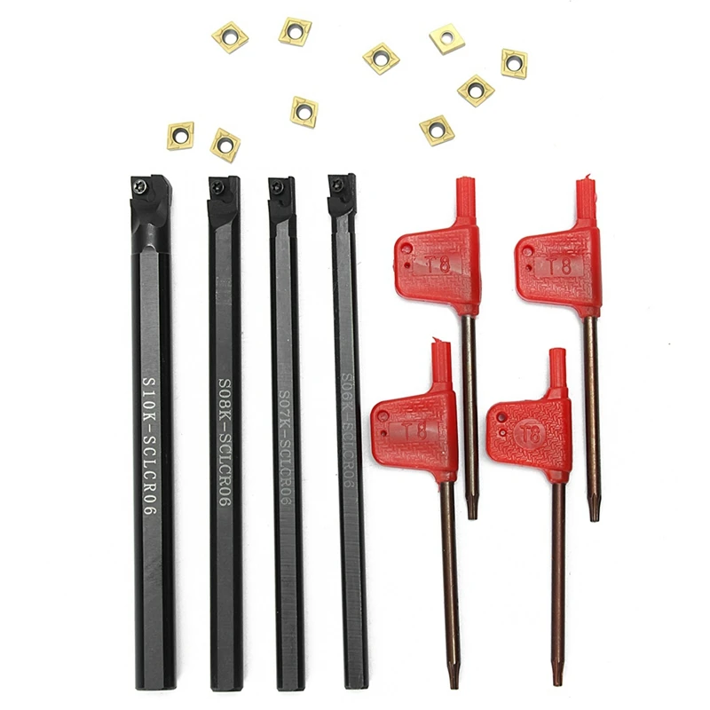 ELEG-18Pcs 6/7/8/10 мм Sclcr06 токарный инструмент токарный станок для расточки+ 10X Ccmt060204-Hm вставка