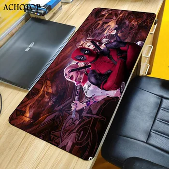 

Deadpoo Large Mouse Pad Black Lock Edge Anime Computer Custom Logo Table Mat Rubber Non-slip Internet Cafe Comfort