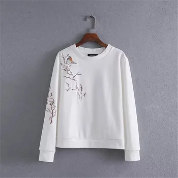 

Hot Sale New Fashion Casual Autumn Women Embroidery Casual Hoodies Pullover Quality Round Collar Sweatshirts Hoodies Ss125