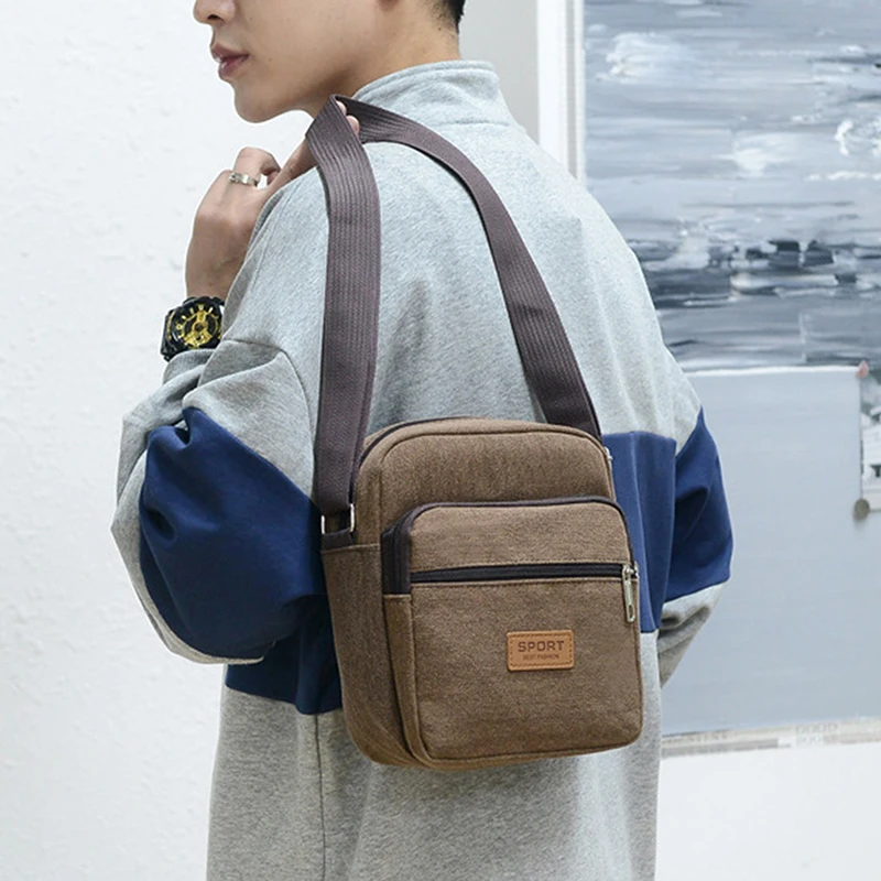 

2022 Men's Sidebag For Business Crossbody Bag Fashion Korean Version Men's Canvas Large Capacity Single Shoulder Messenger Bag