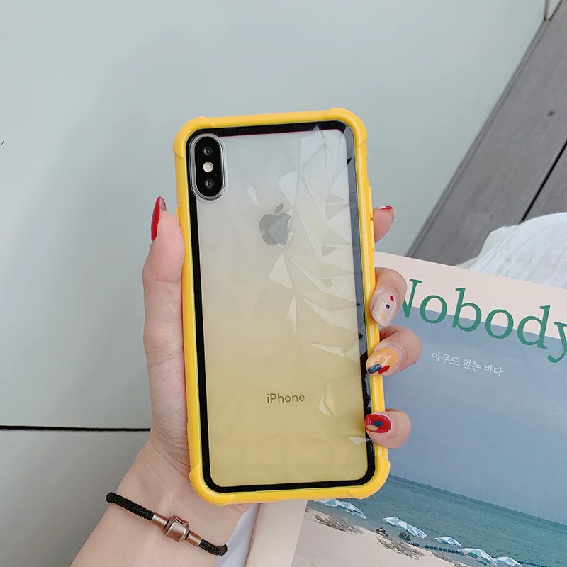 Модный прозрачный противоударный чехол для телефона iPhone 11 Pro Max X XS XR XS Max 8 7 6 6S Plus мягкая защитная задняя крышка - Цвет: Цвет: желтый