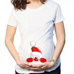 Одежда для беременных женская одежда для беременных с коротким рукавом Рождественская шляпа с принтом женская блузка