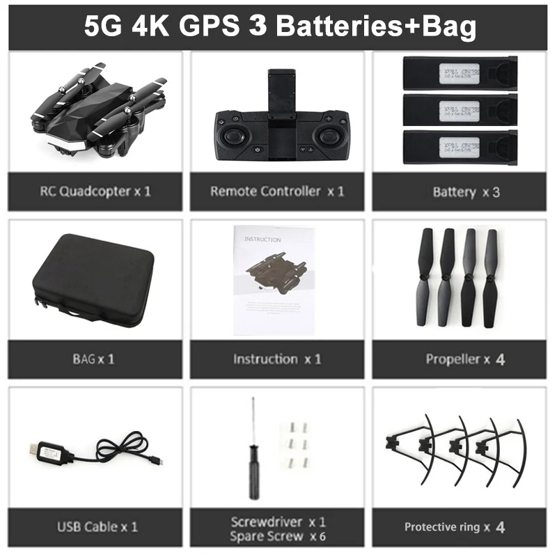 5G 4K GPS 3B Bag C53 gps Дрон 5G Wi-Fi 400 м передача изображения FPV 4K камера Дрон Профессиональный gps позиционирование без потери Квадрокоптер складной Дрон - Цвет: 5G 4K GPS 3B Bag
