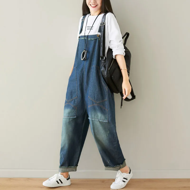 Винтажные моющиеся джинсы, подчеркивающие тонкие волосы, должны быть изношены, большие размеры, свободные подтяжки, регулируемые