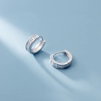 

Real 925 Sterling Silver Stud Earrings Shine Cubic Zirconia Small Single Row Earrings For Women Girl Free Shipping