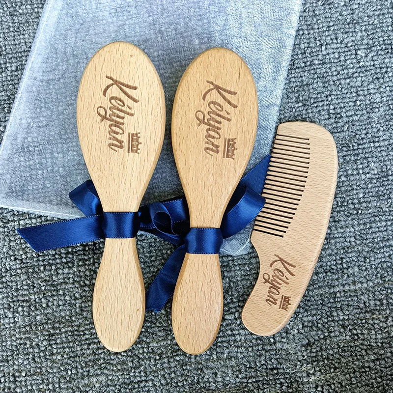 Personalized Baby Gift Newborn Hair Brush and Comb Baby Keepsake Wood Bristle Toddler Comb Shower Gift baby hair brush comb