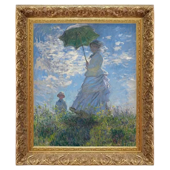 

Framed Claude Monet The Promenade, Woman with a Parasol, 1875, oil painting reproduction with Easy assemble picture frame