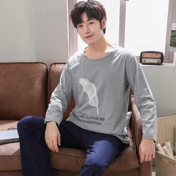 

Men's Pajamas Set Spring Men Pajamas long Sleeve Male Pajama Set Men Pure Full Cotton Pajamas for Men Sleepwear Suit Homewear
