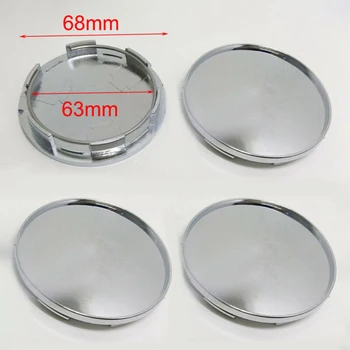 

4pcs Car Wheel Center Cap 63mm 68mm Universal Chrome Silver ABS Accesorios Coche Car Wheel Center Hub Cap Cover Kit