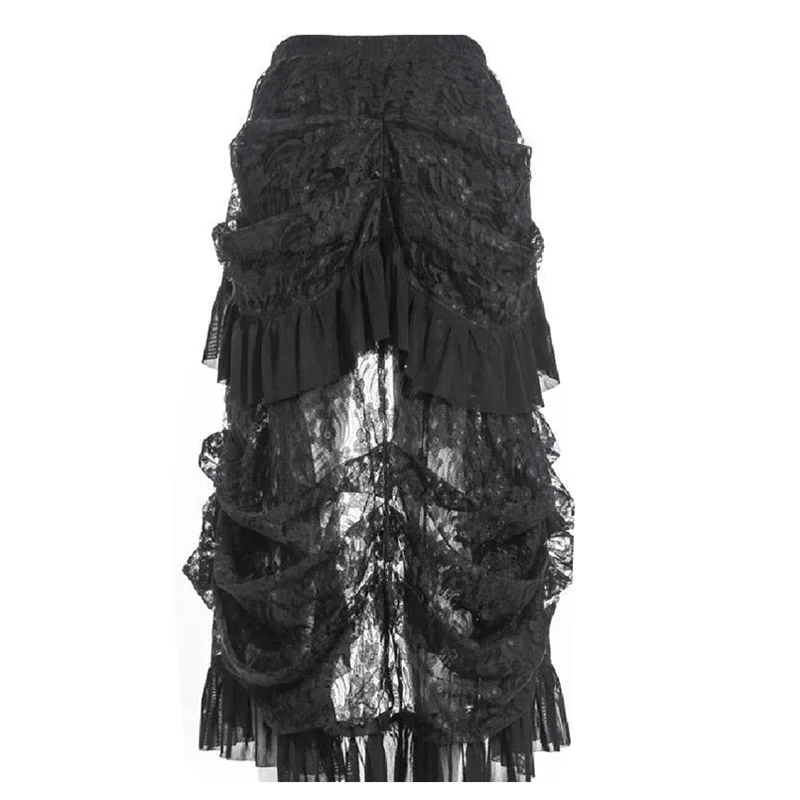

Long Skirt Gothic Lolita Steampunk Lace Vintage Rock Clothing High Low Skirt New