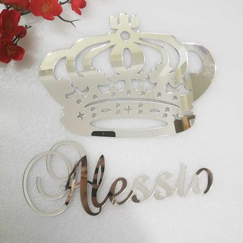 Personalized Mirror Acrylic Princess Crown wall hanging Sign with name Wedding Gift, family sign 25cm