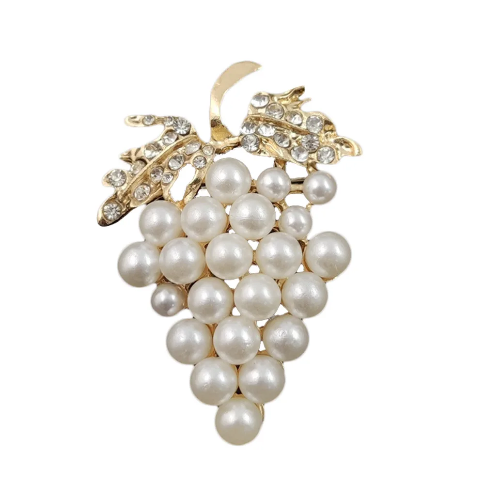 Модная женская брошь с узором винограда заколка искусственным жемчугом для