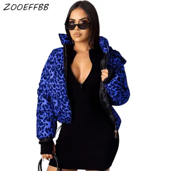 

ZKYZWXCamouflage Leopard Print Winter Puffer Jacket Women Clothing Plus Size Outerwear Hooded Thick Parka Warm Bubble Coat