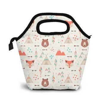 

Tribal Seamless Pattern Lunch Bag Lunch/ice Bags Portable Insulated Picnic Food Box for Women Men